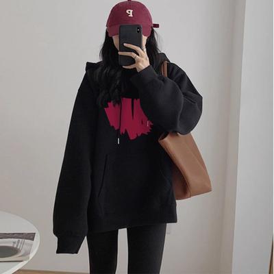 加绒加厚连帽卫衣设计感纯棉宽松