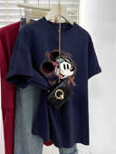 宽松设计感小众半袖 藏蓝色纯棉短袖 夏美式 爆款 上衣 t恤女2025新款