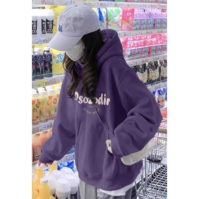 春秋薄款宽松纯棉设计感小众卫衣