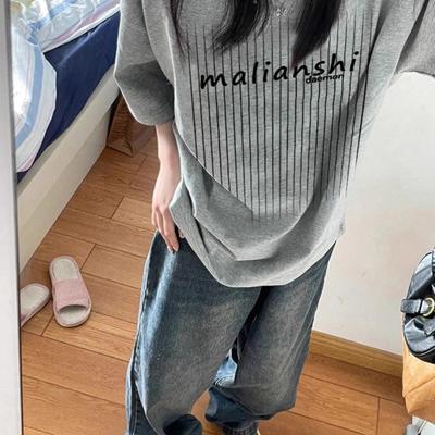 短袖设计感小众重磅印花纯棉男女