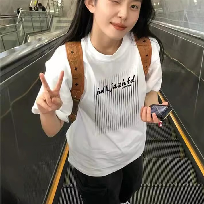 短袖重磅纯棉印花t恤女新款爆款