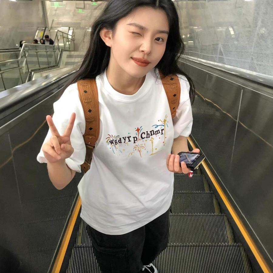 短袖设计感小众重磅印花纯棉男女