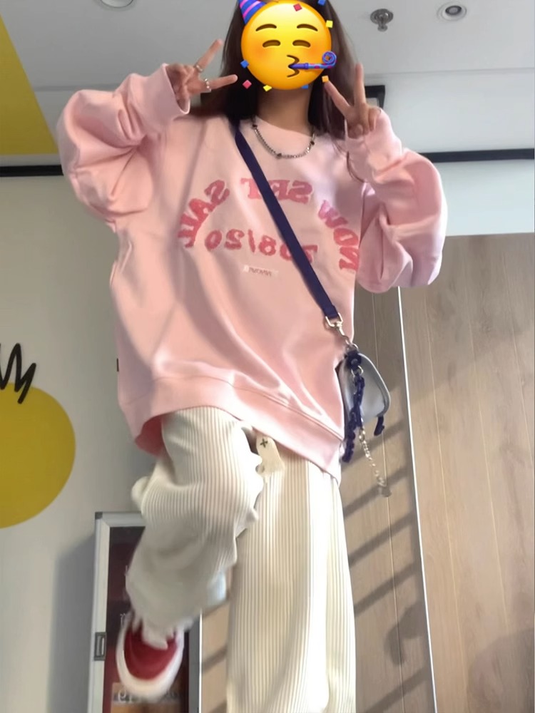 宽松纯棉慵懒oversize圆领卫衣