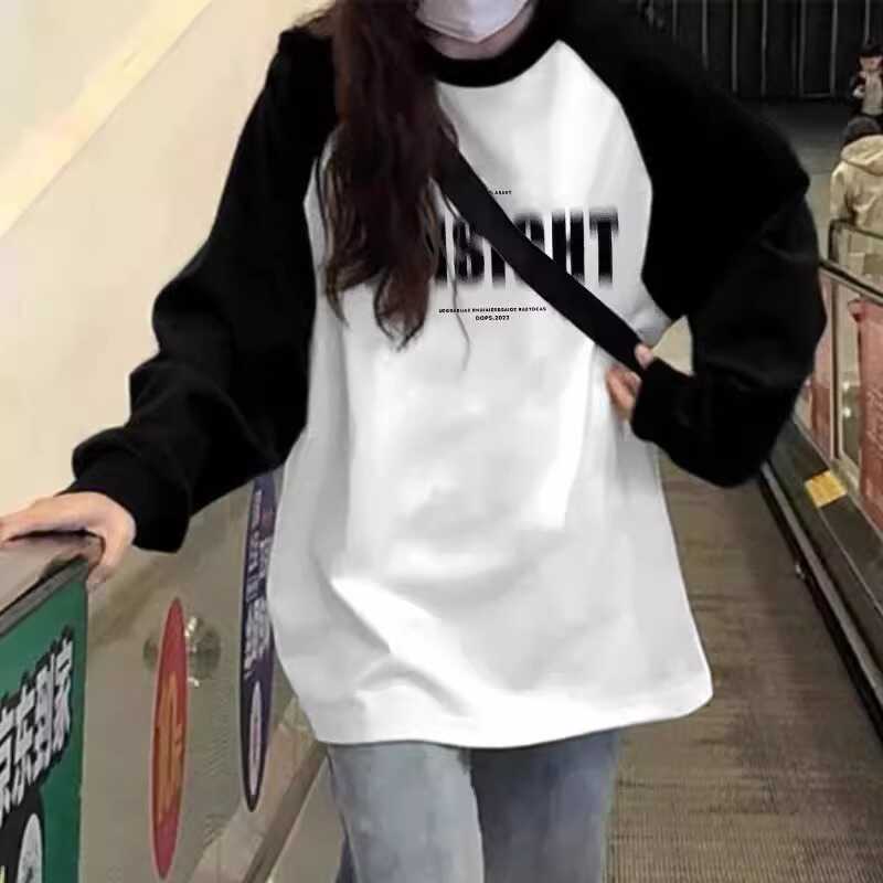 重磅纯棉男女设计感小众长袖印花