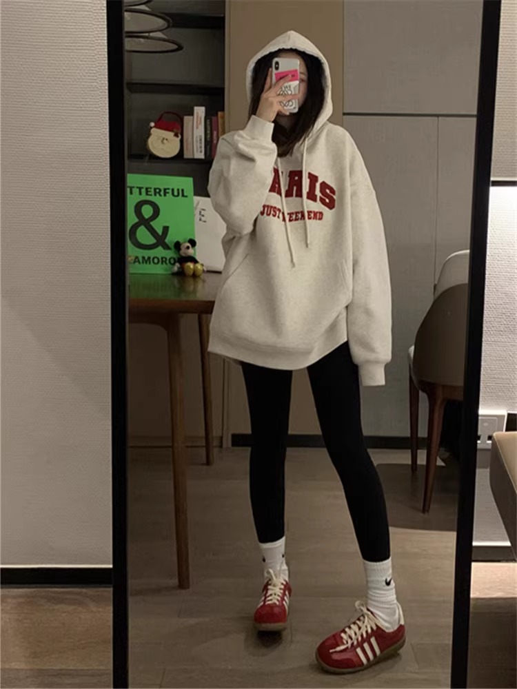 加绒加厚宽松纯棉设计感卫衣