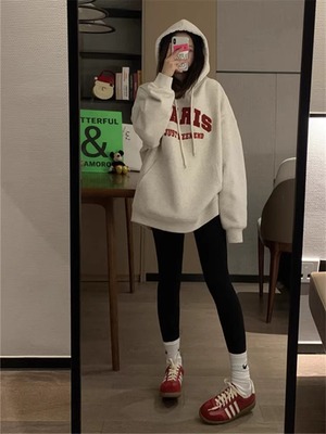 加绒加厚宽松纯棉设计感卫衣