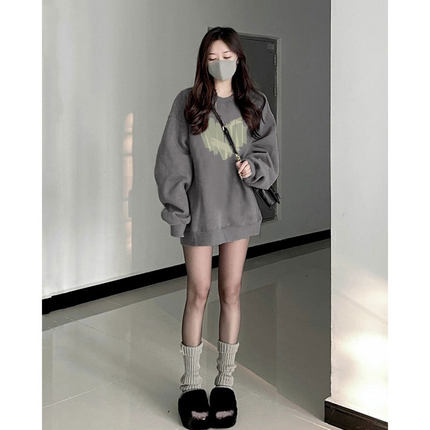 重磅加绒加厚卫衣女秋冬款oversize小个子宽松hiphop潮牌无帽外套
