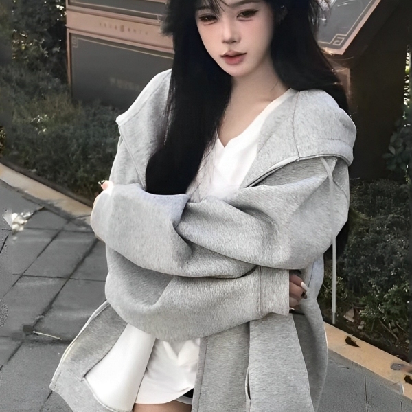 【重磅纯棉】美式连帽开衫卫衣女