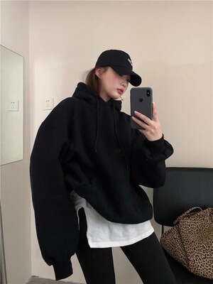 加绒加厚宽松纯棉美式卫衣