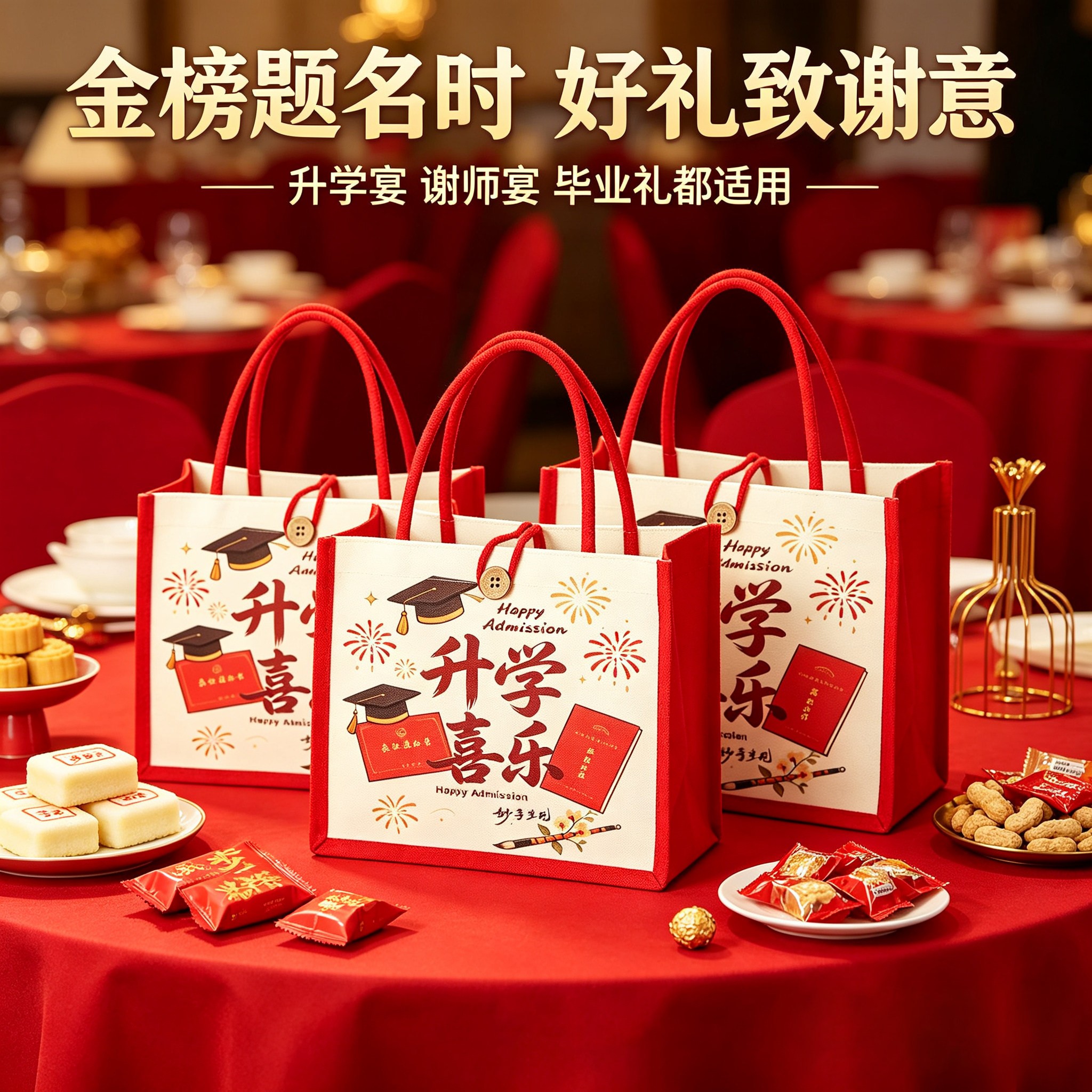 升学宴伴手礼金榜题名礼盒谢师宴酒席零食礼品大礼包2026新款空盒
