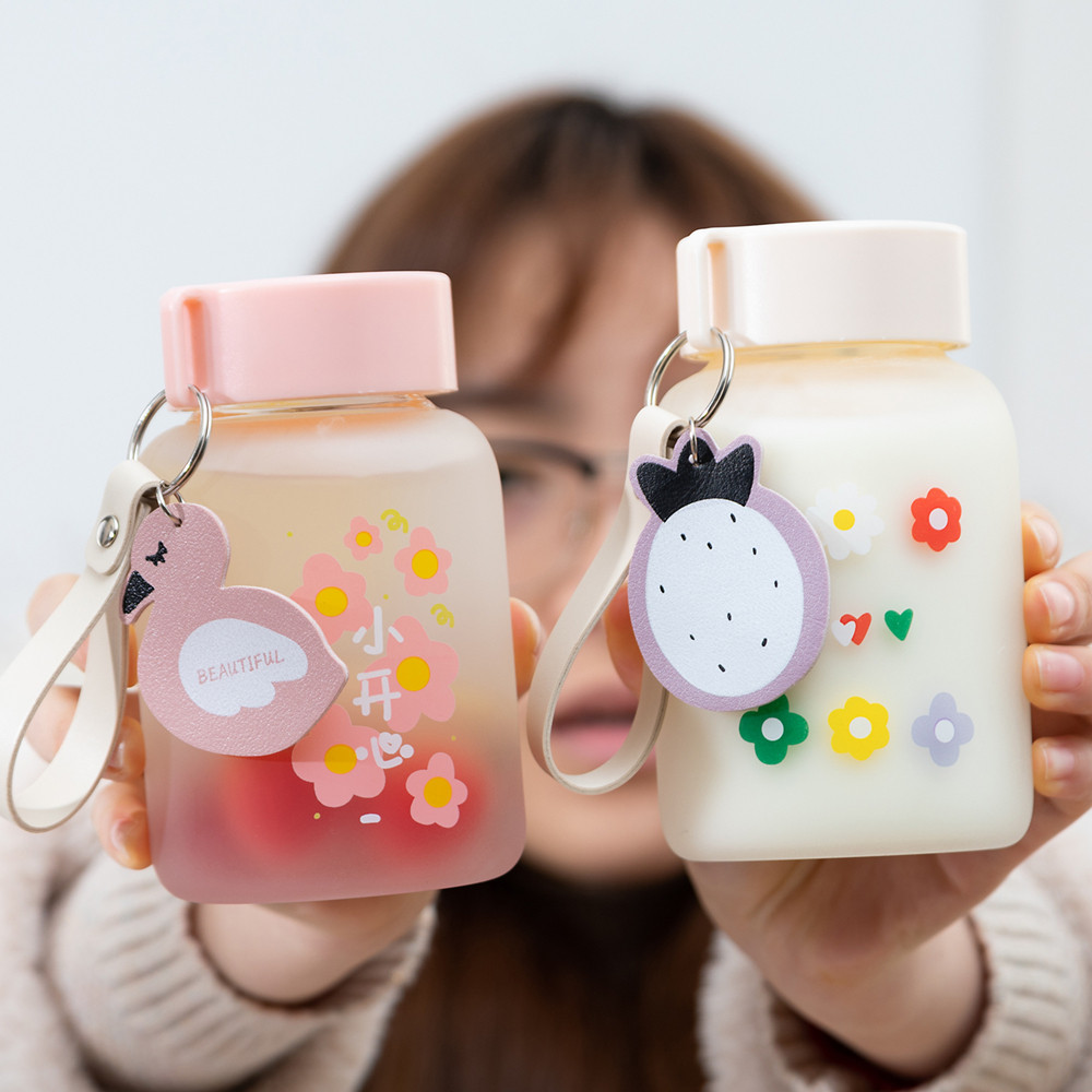 网红少女心玻璃杯清新便携杯子女可爱创意潮流ins森系学生磨砂水