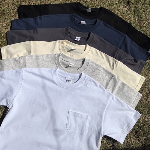 美式重磅纯色工装口袋T恤