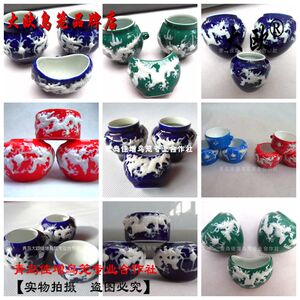 大欧鸟笼精品精致景德镇烧制红釉浮雕龙百灵鸟食罐食碗食盒杯子