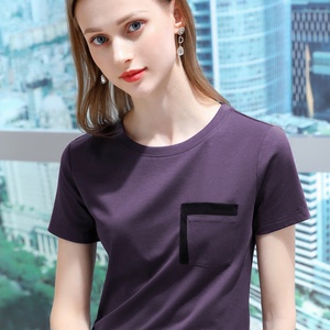 xingchentain~纯棉拼接撞色2024年春夏新款修身圆薄款