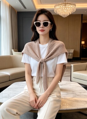 高级感羊毛混纺镂空铜钱花亲肤柔软大三角巾女毛线秋冬披肩搭肩厚