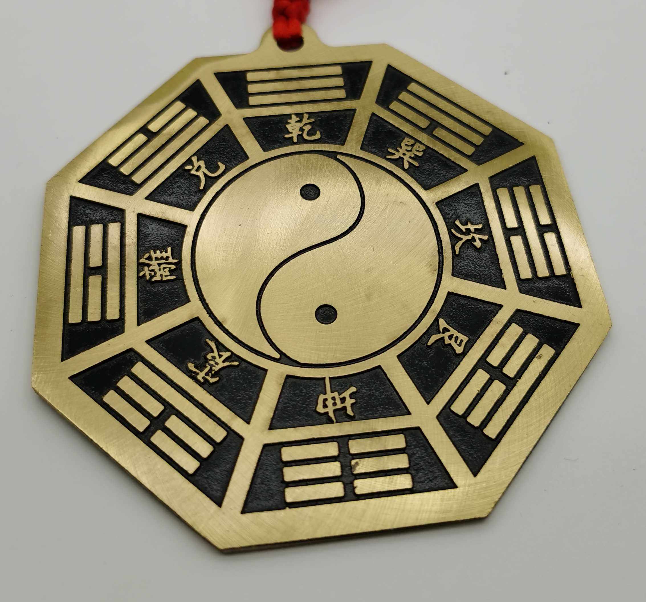 五行八卦纯铜门福八卦镜凸镜挂件平面镜家用门口太极图铜镜摆件