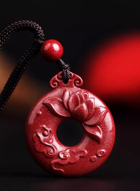 贵州铜仁万山真朱砂莲花平安扣吊坠女款项链紫金砂挂件饰品新