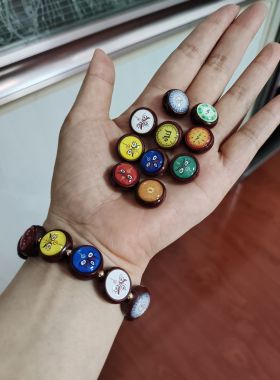 十全十美朱砂圆满珠楞严咒福禄寿喜才五路财神手工diy珠手链项链