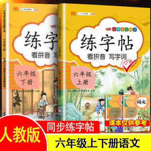 汉知简六年级上册下册练字帖小学语文人教版6上6下课本同步字帖每日一练小学生控笔训练笔画汉字田字格练字本描红临摹字帖练习册