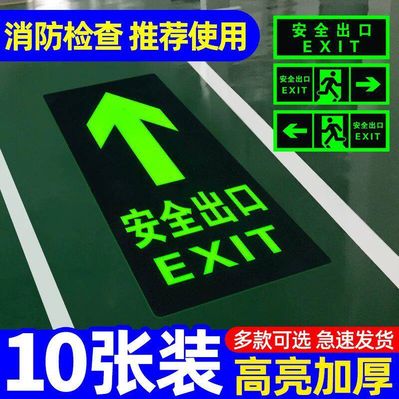 自发光安全出口指示牌带紧急照明灯夜光消防标识牌楼道疏散应急逃