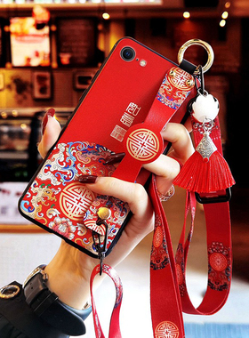 适用于苹果16promax手机壳苹果15/14Plus/11/8如意iPhone13中国风12Pro薄款11PromaxX/XS硅胶耐脏7斜跨绳新款