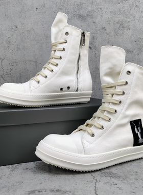 ro高帮鞋男19ss机器人蜡面帆布女系带增高厚底板休闲情人节母亲节