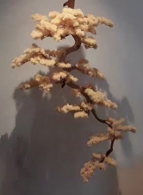 仿真黄色悬挂松树迎客松假树仿真树高端酒店造景室内壁挂景观造景