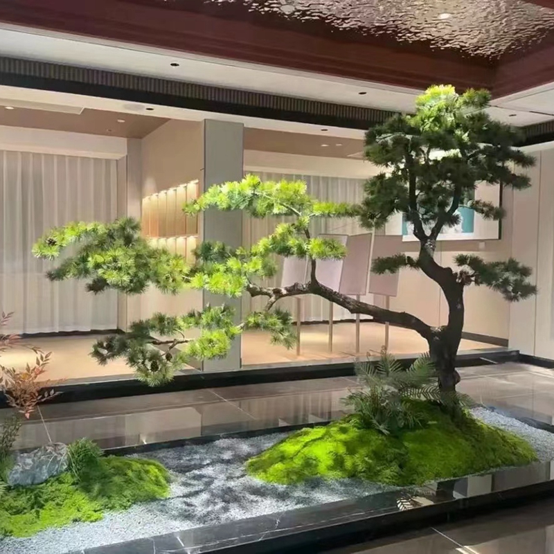 仿真迎客松新中式禅意庭院装饰
