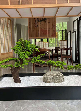 仿真松树迎客松罗汉松美人松玄关造景中式仿真植物造景装饰树假树
