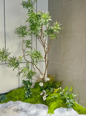 仿真十大功劳绿植造景室内景观假树仿真树南天竹酒店造景落地摆件