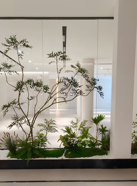 仿真绿植造景十大功劳室内景观假树仿真树南天竹酒店造景落地摆件
