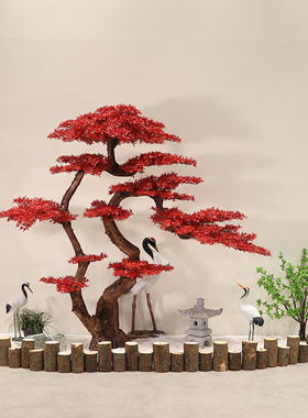 仿真红枫树鸡爪槭树新中式造型枫树迎客松商场大型假树摆件