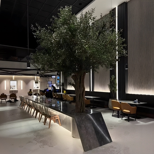 高档仿真橄榄树装饰树简约景观仿生绿植大型假树室内橱窗植物造景