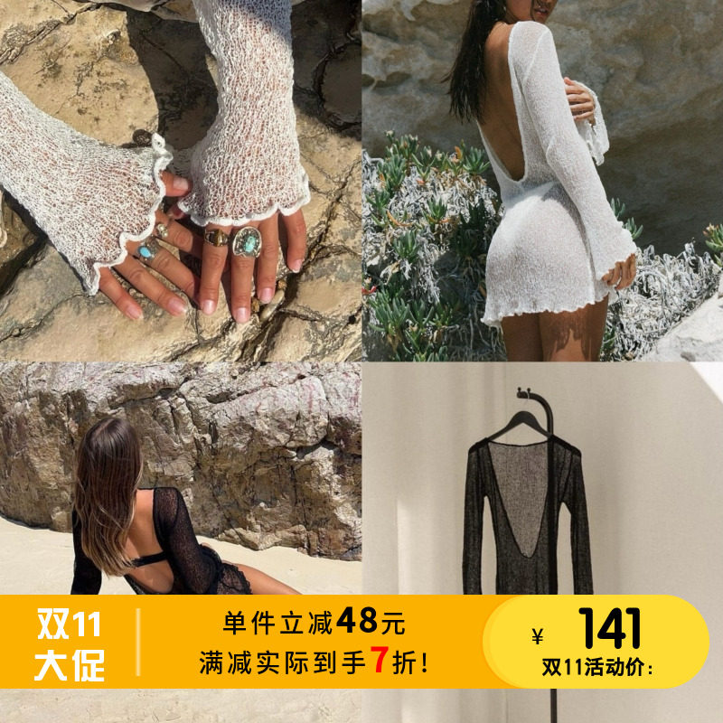 PL露背沙滩罩衫裙INS博主2025新款度假欧美性感海边泳衣防晒外搭