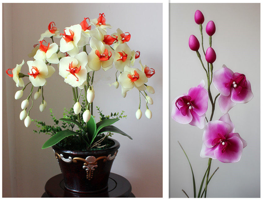 丝网花材料 diy手工成品丝袜花蝴蝶兰套餐  5大枝材料包