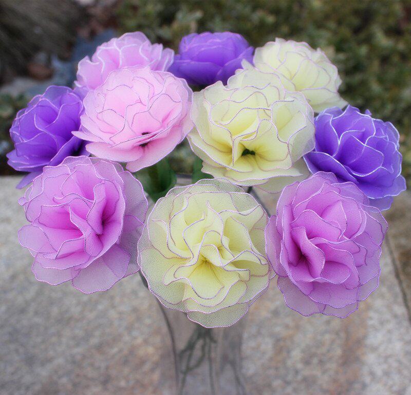 花开了丝网花材料 diy成品花丝袜花材料包 母亲节 康乃馨