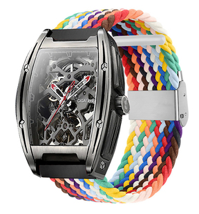 通用马克华菲镂空机械手表带男士弹力尼龙编织女款表带男FW-6180