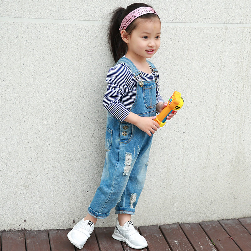 潮范童裤春秋季儿童新款可爱破洞牛仔背带裤中小童裤子一件时尚,童装/婴儿装/亲子装,裤子,淘宝优惠券,粉丝福利购,淘宝优惠卷