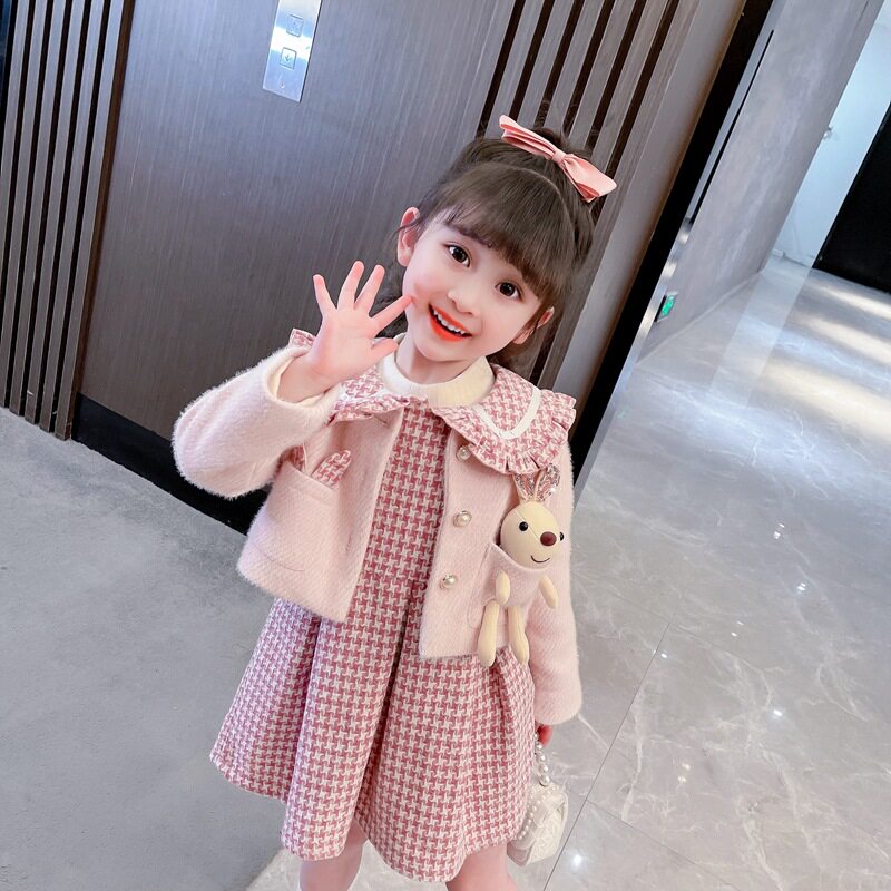 女童小香风格子背心裙两件套裙2025春季韩版套装童装春季新款
