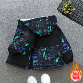 男童派克服外套冬装 洋气女童加绒加厚棉衣中大童秋冬棉服 2025新款