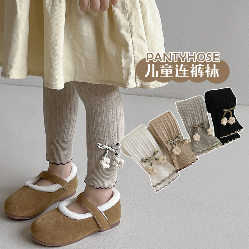 跨境天台童袜精梳棉女童连裤袜打底裤女童秋季外穿婴童九分裤袜