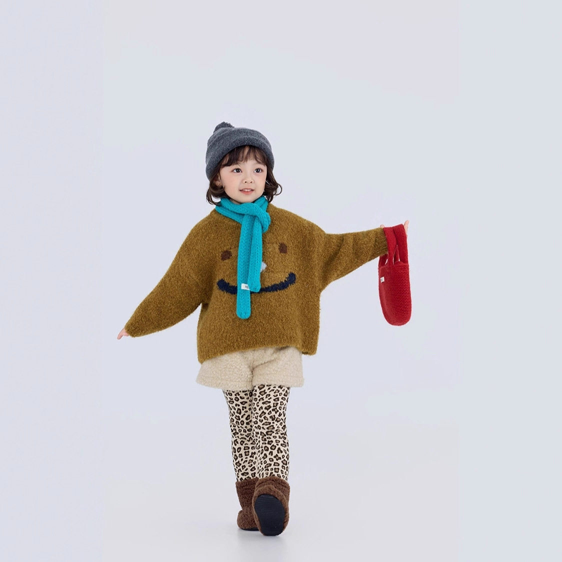 儿童笑脸毛衣2025冬装新款韩版男女童可爱卡通长袖圆领毛线衫加厚