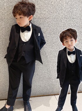 专拍加绒衬衫童装西装套装2025男童陈wei霆同款西服外套裤子马甲