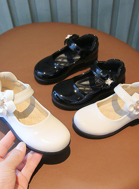 2025春秋新款女童黑色皮鞋英伦风白皮鞋玛丽珍公主演出鞋秋季新品