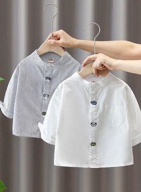 童装春季男童棉衬衣春款男宝宝白色衬衫春秋婴儿洋气新款上衣潮童