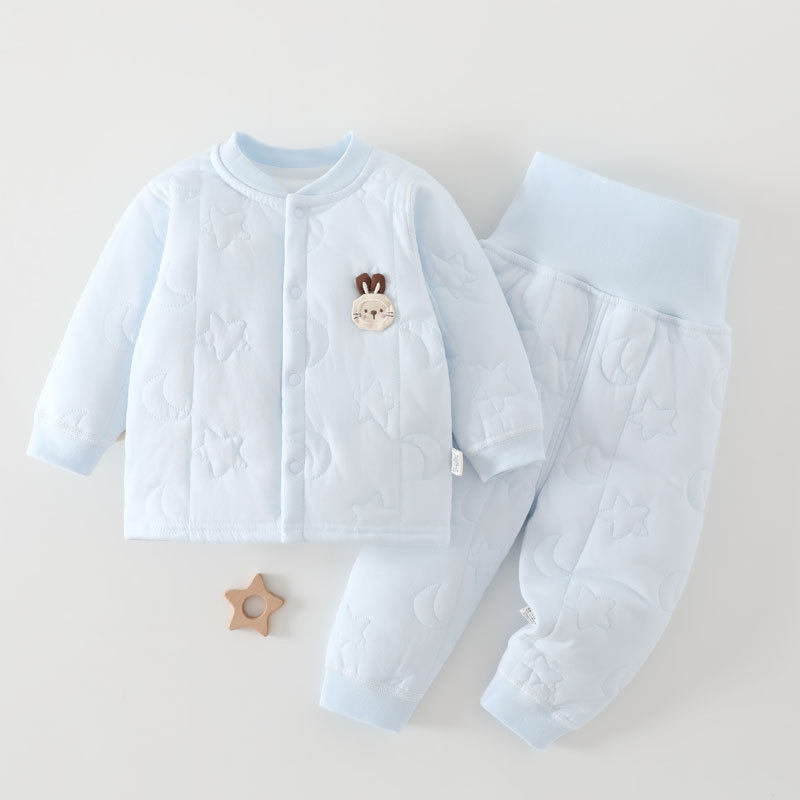 【可开裆】秋冬婴儿夹棉套装40g新生儿保暖内衣开衫宝宝休闲外套