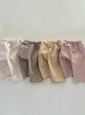 ins童装裤子韩国春2025新款纯色松紧多色休闲裤春秋季中小男女童