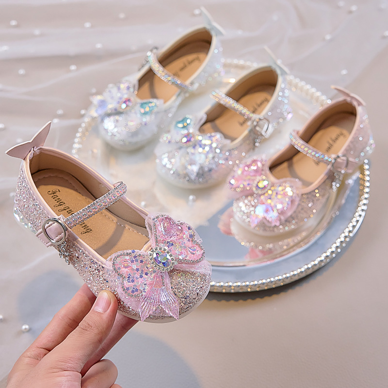女童公主鞋2025新款儿童水晶鞋女孩皮鞋宝宝鞋子高跟鞋配礼服春秋