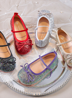 2025新款平底鞋小皮鞋 可爱蝴蝶结芭蕾舞鞋公主鞋女童四季款单鞋5
