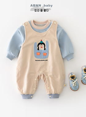 新生儿秋冬加厚卫衣0-2岁宝宝一体绒连体衣儿童卡通企鹅裤子55770